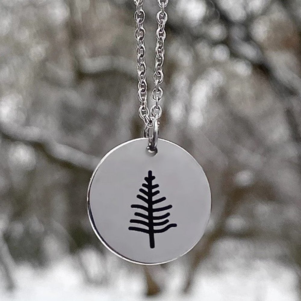 Pine Tree Dime Necklace - Silver